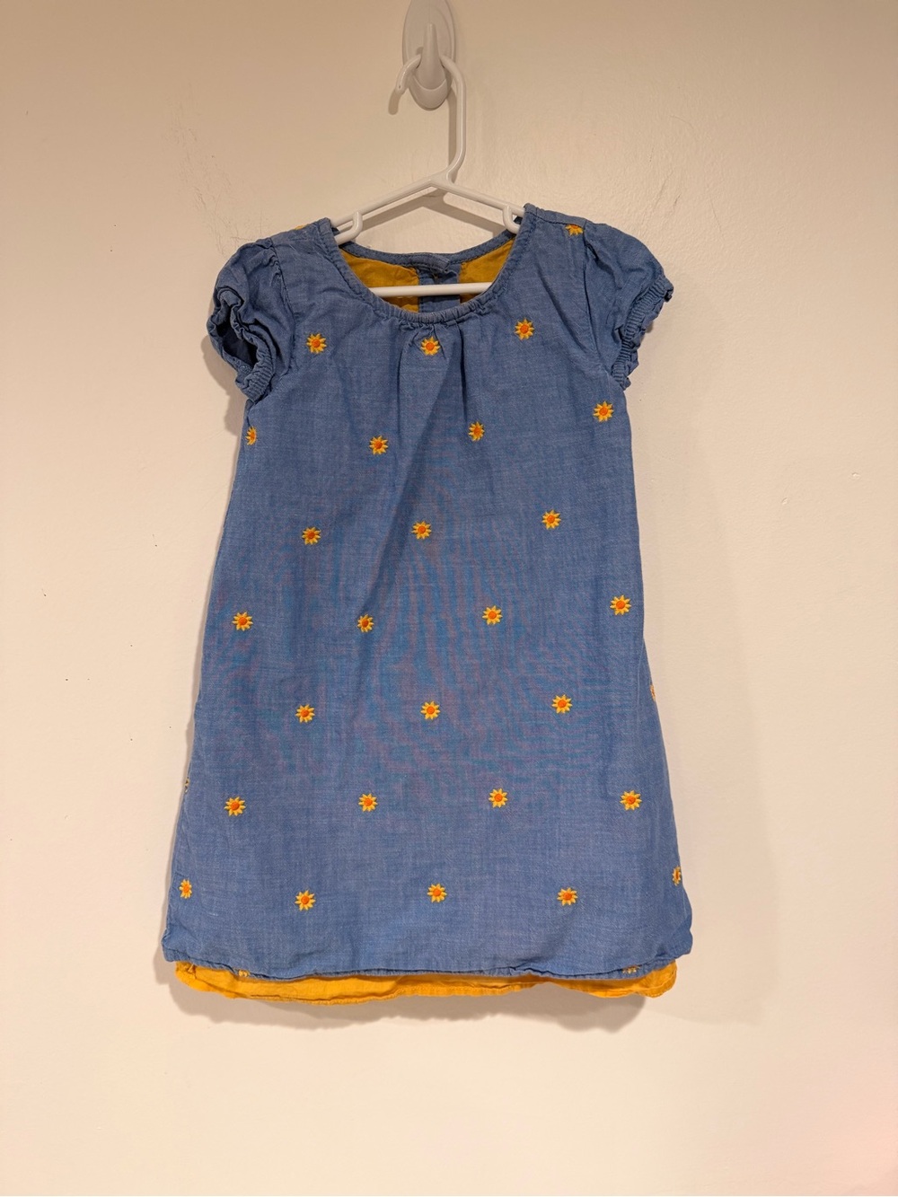 Gymboree Blue Dress with Yellow Daisy Embroidery